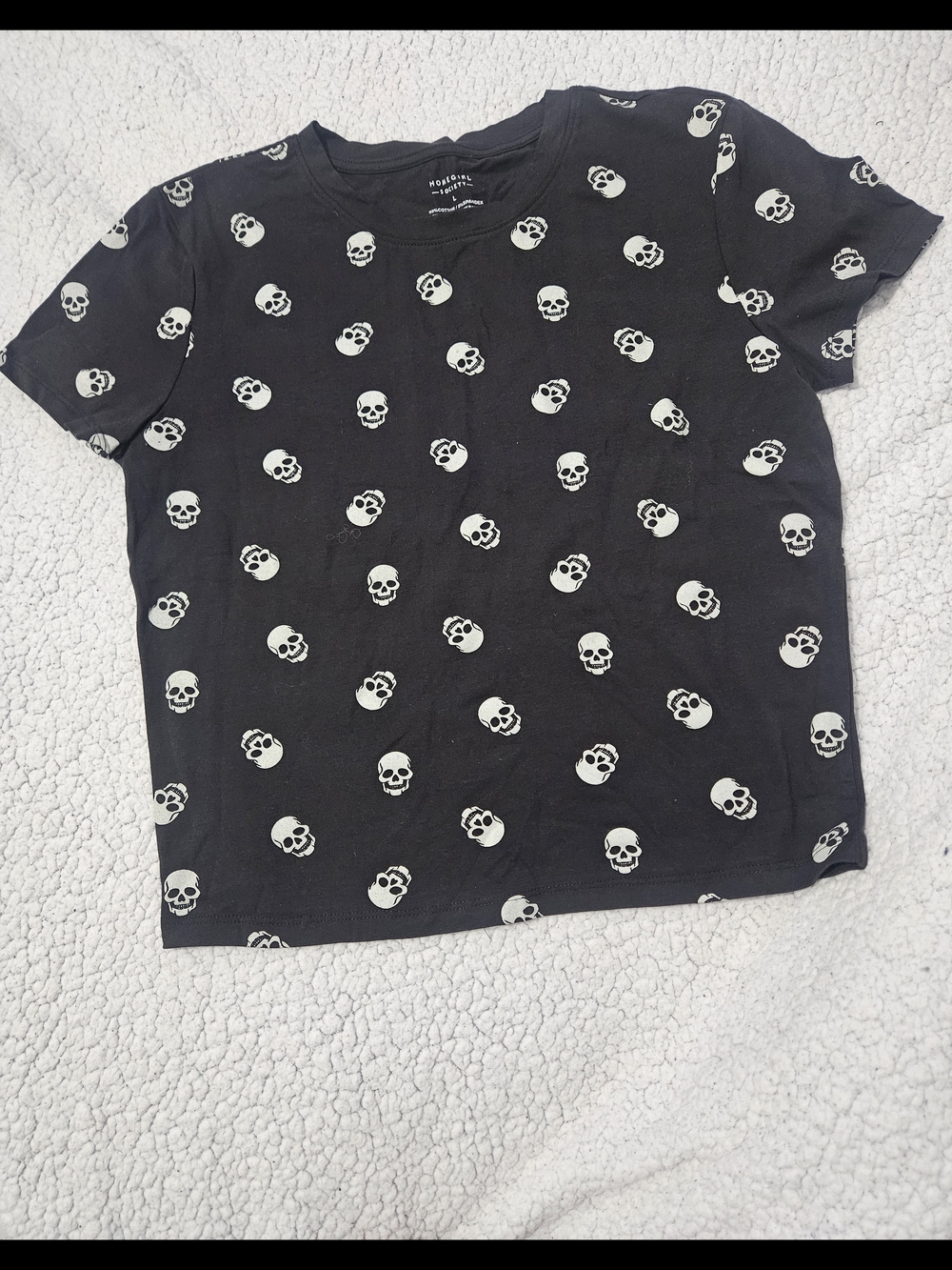 Skull Print Black Crewneck Tee - Unbranded